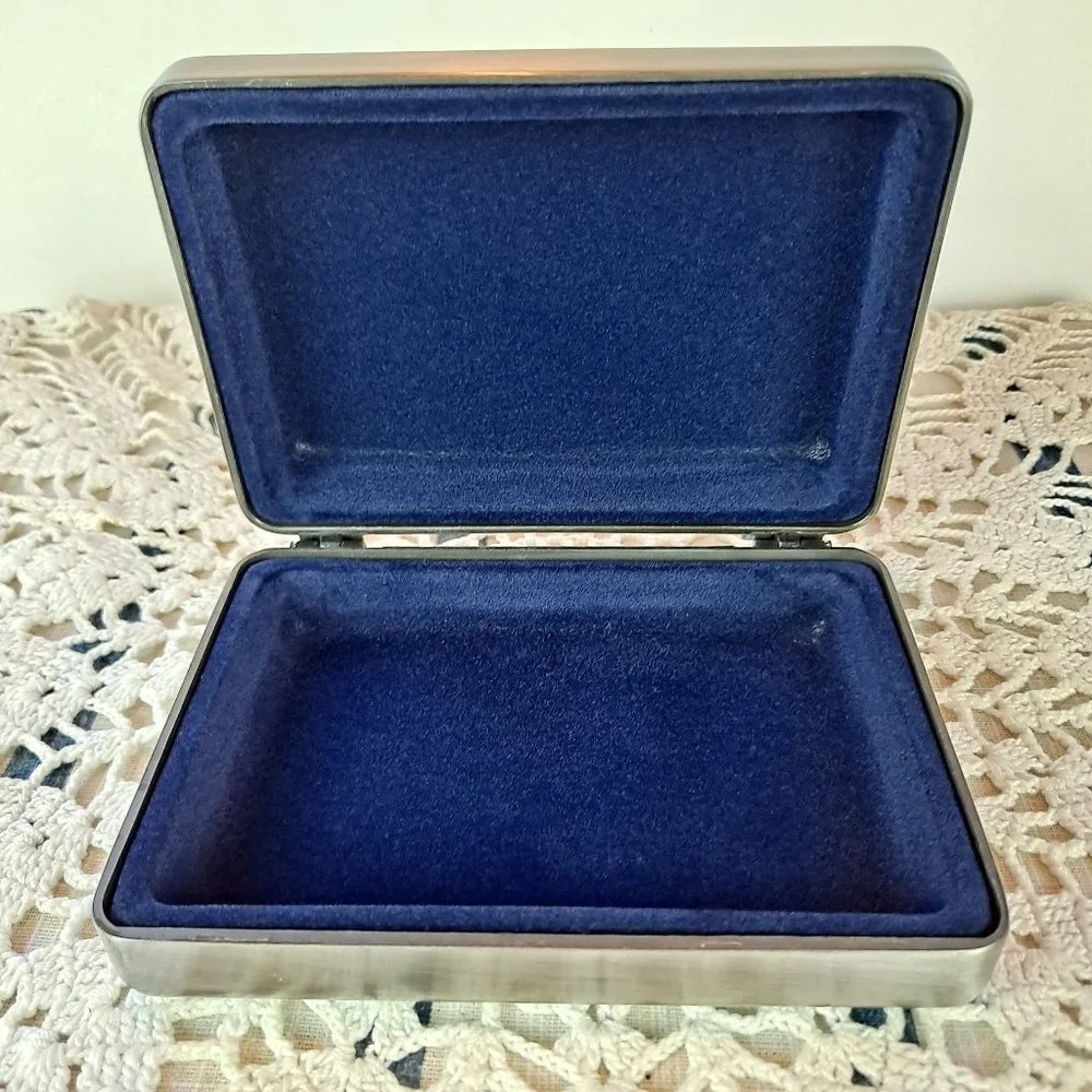 Pewter Finish Thought Box Lidded Hinged